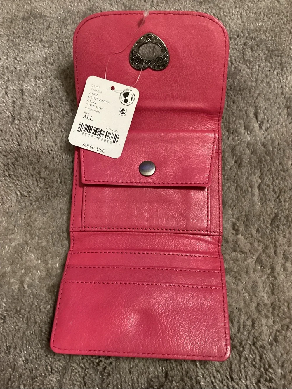 Free People Hot Pink Heart Turn-Lock Compact Wallet